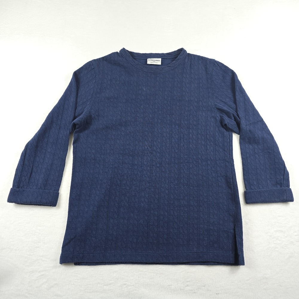 Alfred Dunner Vintage Cable Knit Pullover Shirt Womens Medium Navy Blue USA Made